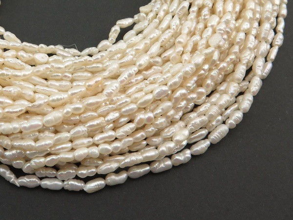 Freshwater Pearl Ivory Long Nugget Beads 4.75-5.5mm ~ 16'' Strand