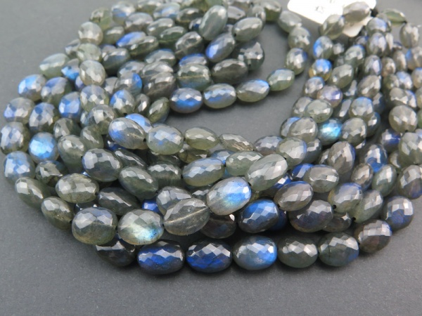 AAA Labradorite Micro-Faceted Oval Beads 7-10.5mm ~ 17'' Strand