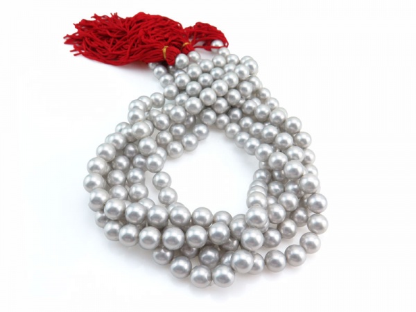 Shell Pearl Silver Round Beads 10mm ~ 16'' Strand