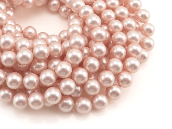 Shell Pearl Pink Round Beads 10mm ~ 16'' Strand