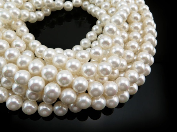 Shell Pearl White Round Beads 8mm ~ 16'' Strand