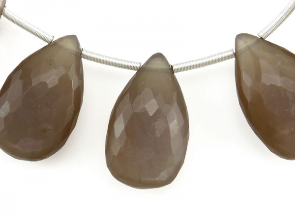AAA Brown Moonstone Micro-Faceted Pear Briolette 16mm ~ SINGLE