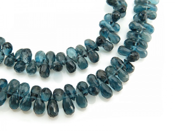 AA+ London Blue Topaz Faceted Teardrop Briolettes 5.5-6.75mm ~ 8'' Strand