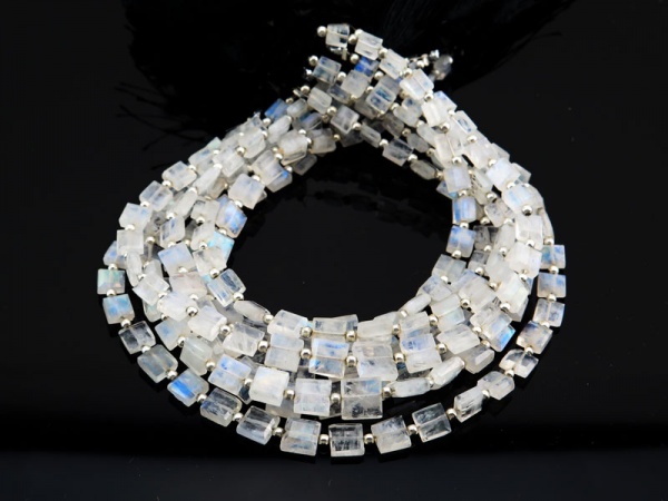 AA Rainbow Moonstone Faceted Square Beads 4.5-6.25mm ~ 9'' Strand