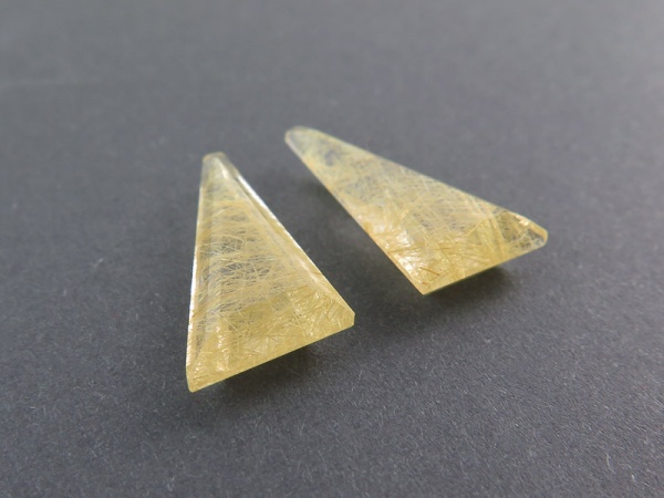 Fair Mined Golden Rutilated Quartz Freeform Gemstone 21mm ~ PAIR