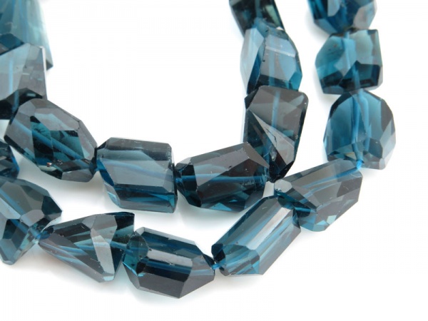 AA+ London Blue Topaz Faceted Nugget Beads 11-13mm ~ 8'' Strand