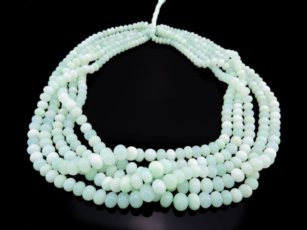 AA+ Green Opal Smooth Rondelles 4-8mm ~ 16'' Strand