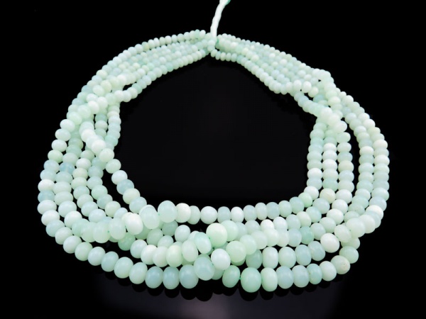 AA+ Green Opal Smooth Rondelles 5-8mm ~ 16'' Strand