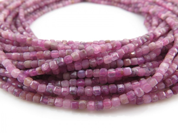 Ruby Faceted Cube Beads 2.5mm ~ 15.5'' Strand