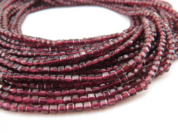 AAA Garnet Faceted Cube Beads 3mm ~ 15.5'' Strand