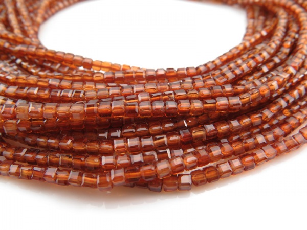 AAA Hessonite Garnet Faceted Cube Beads 2.5mm ~ 15.5'' Strand