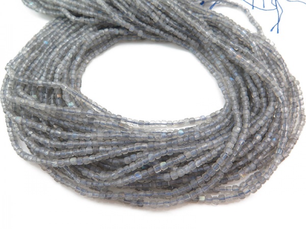 AA+ Labradorite Faceted Cube Beads 2.5mm ~ 15.5'' Strand