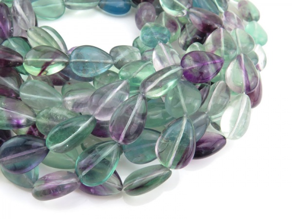 Fluorite Smooth Pear Beads 18.5mm ~ 16'' Strand