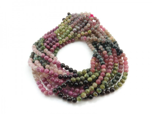 Multi-Tourmaline Smooth Round Beads 6.5mm ~ 15.5'' Strand