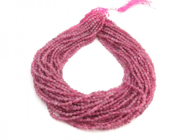 Pink Tourmaline Faceted Coin Beads 4mm ~ 15.5'' Strand