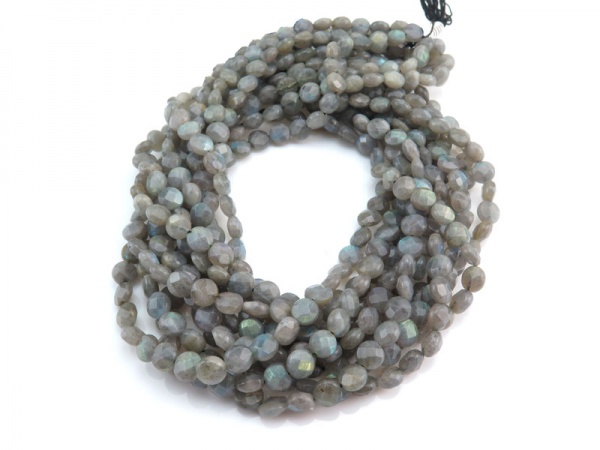 Labradorite Faceted Coin Beads 8mm ~ 15.5'' Strand