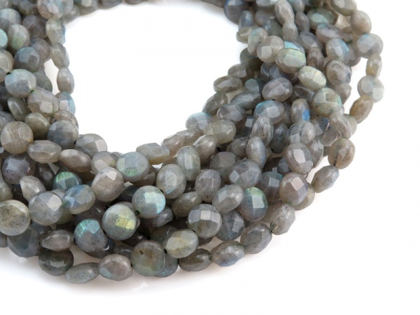 Labradorite Faceted Coin Beads 8mm ~ 15.5'' Strand
