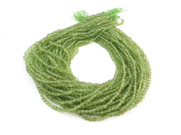 AA+ Peridot Micro-Faceted Coin Beads 4mm ~ 15.5'' Strand