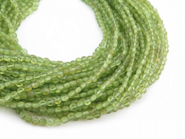 AA+ Peridot Micro-Faceted Coin Beads 4mm ~ 15.5'' Strand