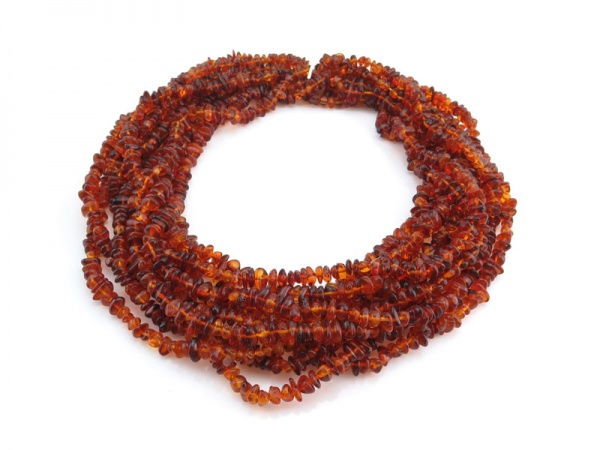Amber Smooth Chip Beads ~ 18'' Strand