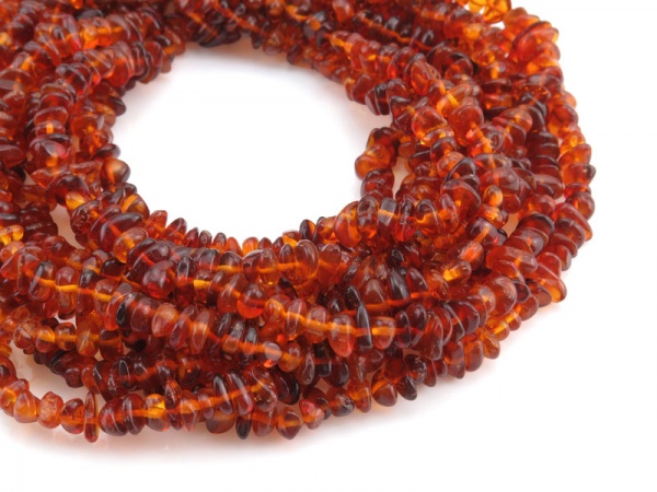 Amber Smooth Chip Beads ~ 18'' Strand