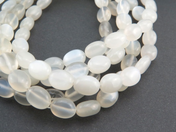 AAA White Moonstone Smooth Oval Beads 7.75-8.25mm ~ 8'' Strand