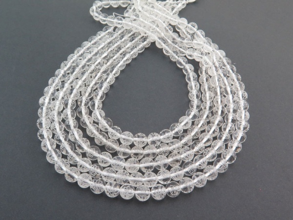 AAA Crystal Quartz Carved Lotus Smooth Round Beads 8.25-9mm ~ 15.5'' Strand