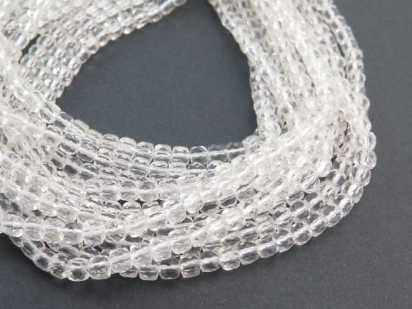 AAA Crystal Quartz Micro-Faceted Cube Beads 4.5mm ~ 15.5'' Strand