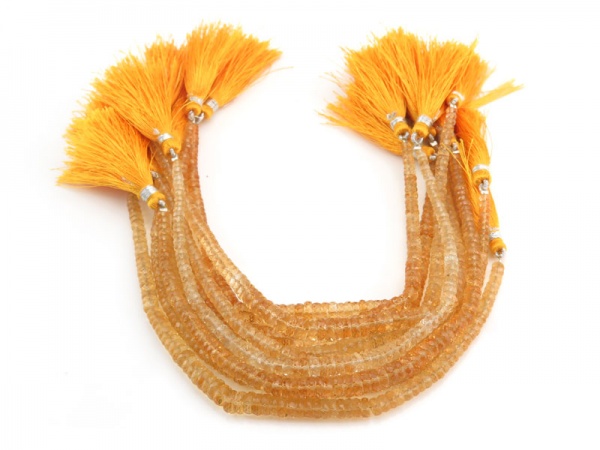 AAA Citrine Micro-Faceted Tyre Beads 3.5-6.75mm ~ 8'' Strand