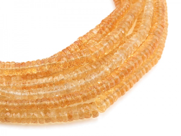 AAA Citrine Micro-Faceted Tyre Beads 3.5-6.75mm ~ 8'' Strand