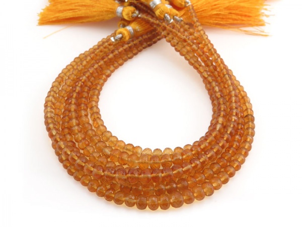 AAA Citrine Micro-Faceted Rondelles 3-5.75mm ~ 8.5'' Strand