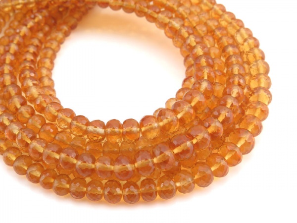 AAA Citrine Micro-Faceted Rondelles 3-5.75mm ~ 8.5'' Strand