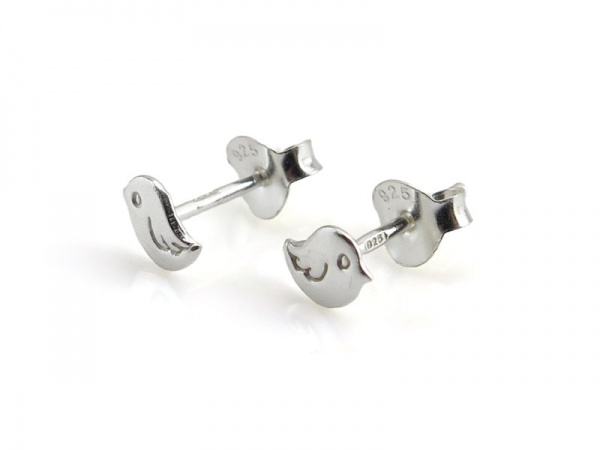 Sterling Silver Birdie Ear Studs ~ PAIR