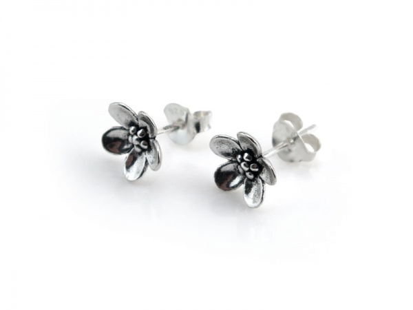 Sterling Silver Flower Ear Studs ~ PAIR
