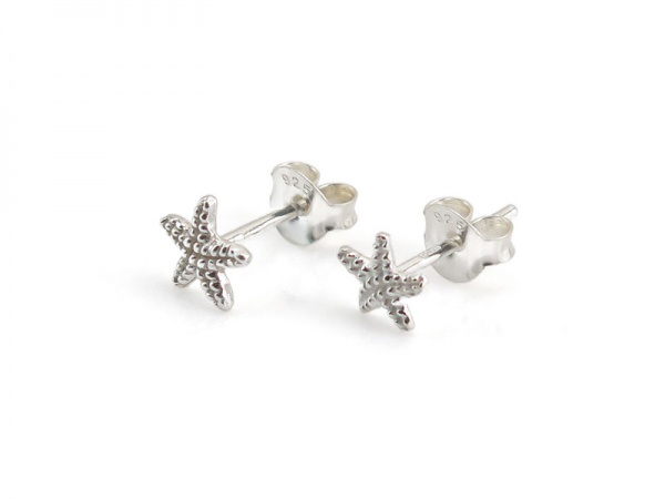 Sterling Silver Textured Starfish Ear Studs ~ PAIR