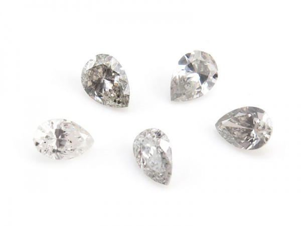 Salt and Pepper Diamond Faceted Pear 4mm x 2.75mm