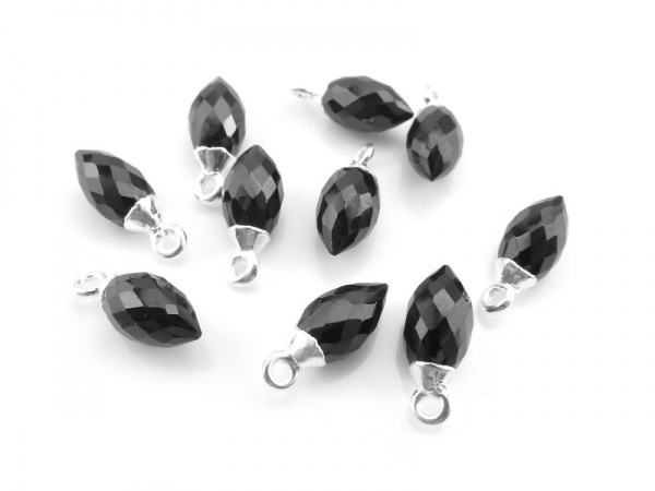Sterling Silver Black Spinel Marquise Charm 13mm
