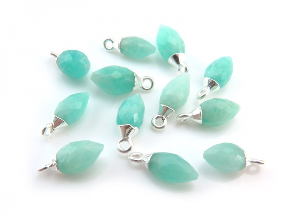 Sterling Silver Amazonite Marquise Charm 13mm