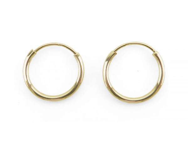 14K Gold Ear Hoops 10mm - PAIR