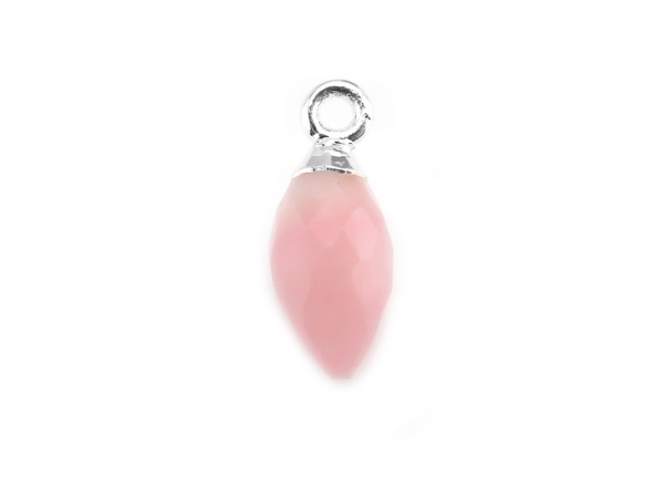 Sterling Silver Pink Opal Marquise Charm 13mm