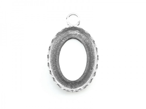 Sterling Silver Gallery Wire Oval Bezel Pendant 16mm x 12mm