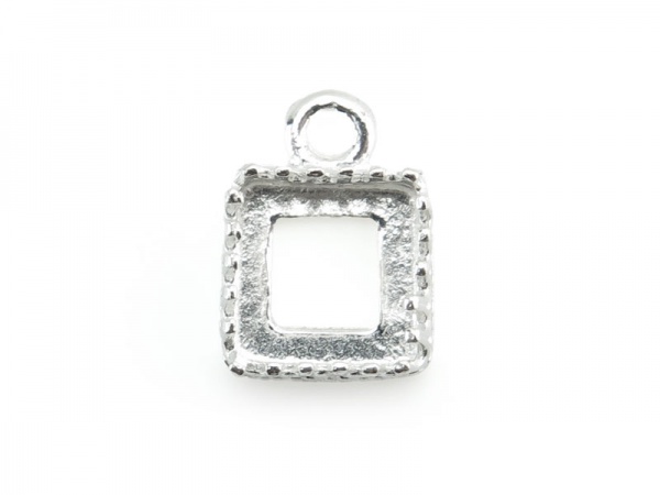 Sterling Silver Gallery Wire Square Bezel Pendant 6mm