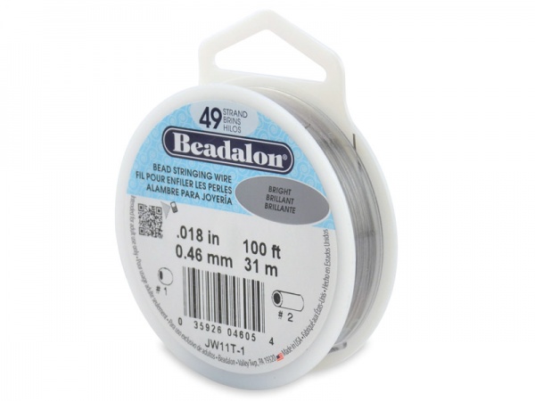 Beadalon 49 Strand Stringing Wire 0.018'' (0.46mm) - Bright - 100 ft