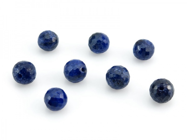 Lapis Lazuli Micro-Faceted Round Ball 6mm ~ Half Drilled ~ SINGLE