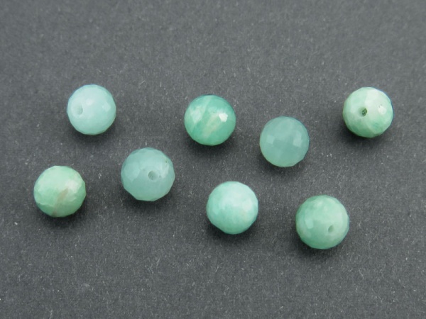 Amazonite Micro-Faceted Round Ball 6mm ~ Half Drilled ~ SINGLE