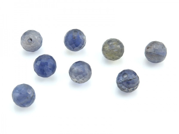 Iolite Micro-Faceted Round Ball 6mm ~ Half Drilled ~ SINGLE
