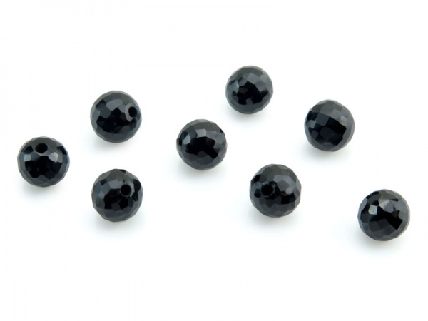 Black Spinel Micro-Faceted Round Ball 6mm ~ Half Drilled ~ SINGLE