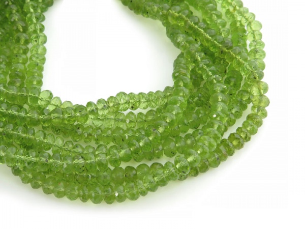 AA Peridot Faceted Rondelles 5mm ~ 14'' Strand