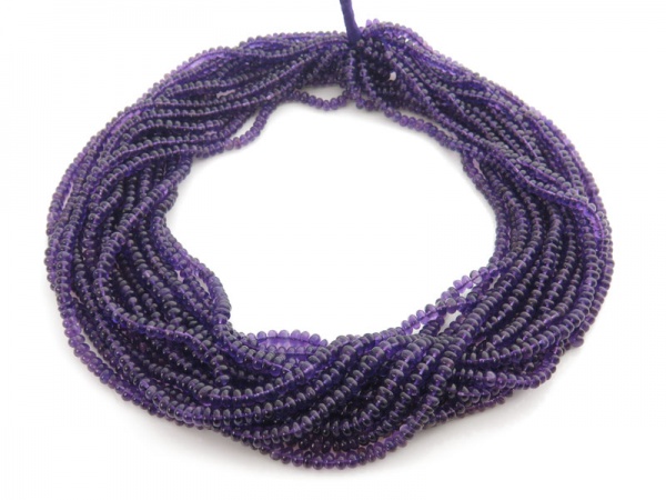 AA+ Amethyst Smooth Rondelles 3.75-4.75mm ~ 16'' Strand