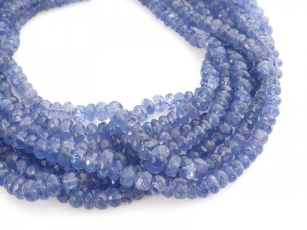 AA Tanzanite Faceted Rondelles 3.25-5.5mm ~ 16'' Strand